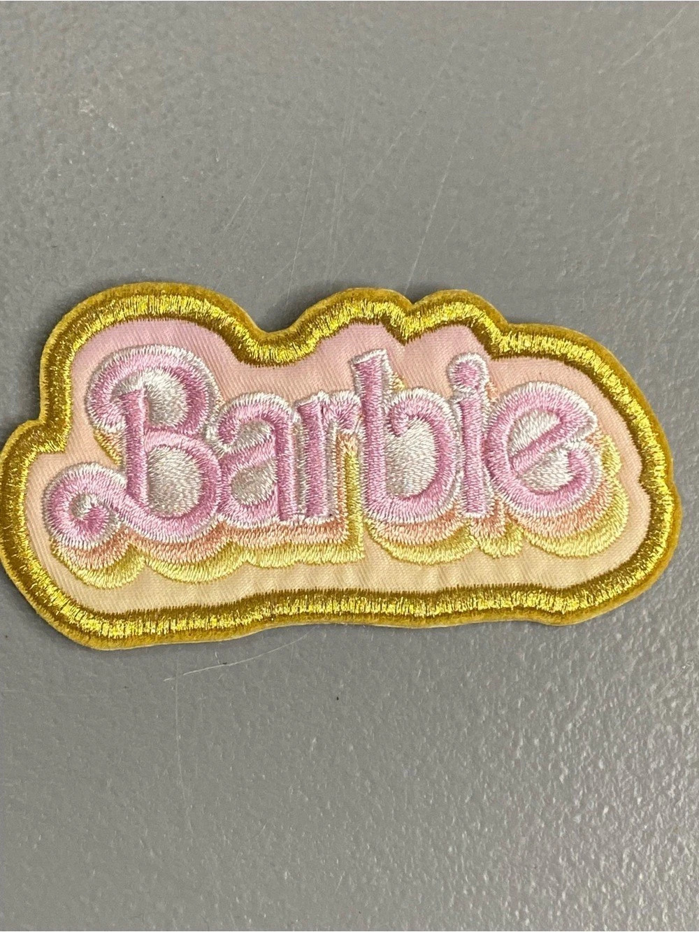 Stoney Clover Lane Barbie Classic Logo Embroidered Iron-On Patch Pink & Gold